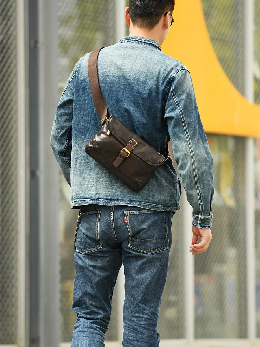 Outdoor casual daily luxury first layer cowhide men's women's crossbody bag fashion party handmade genuiune leather shoulder bag