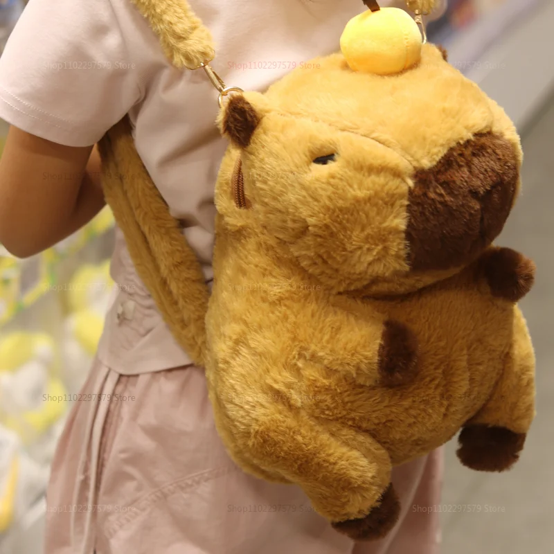Kawaii Plüschfell-Tasche mit Capybara-Design, süßer kleiner Schulterrucksack, Kindergeschenke für Mädchen und Jungen, Mini-Rucksack, modische Tasche