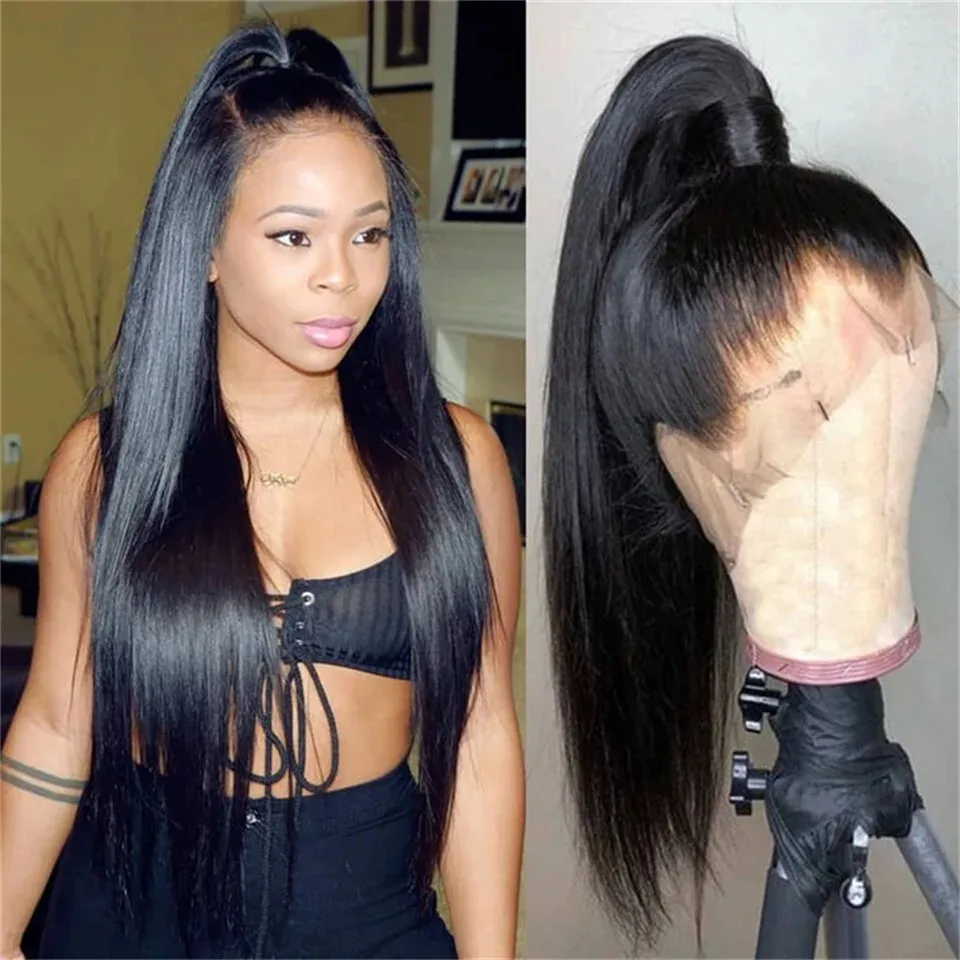 

200 Density 13x4 HD Transparent Straight Lace Frontal Human Hair Wig 30 Inch Lace Front Wig PrePlucked 5x5 Glueless For Women
