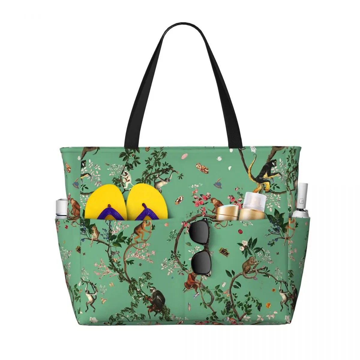 

Monkey World Green Beach Tote Bag Sport Gym Yoga Duffle Large Tote Bag Women Travel Bag Fitness bag