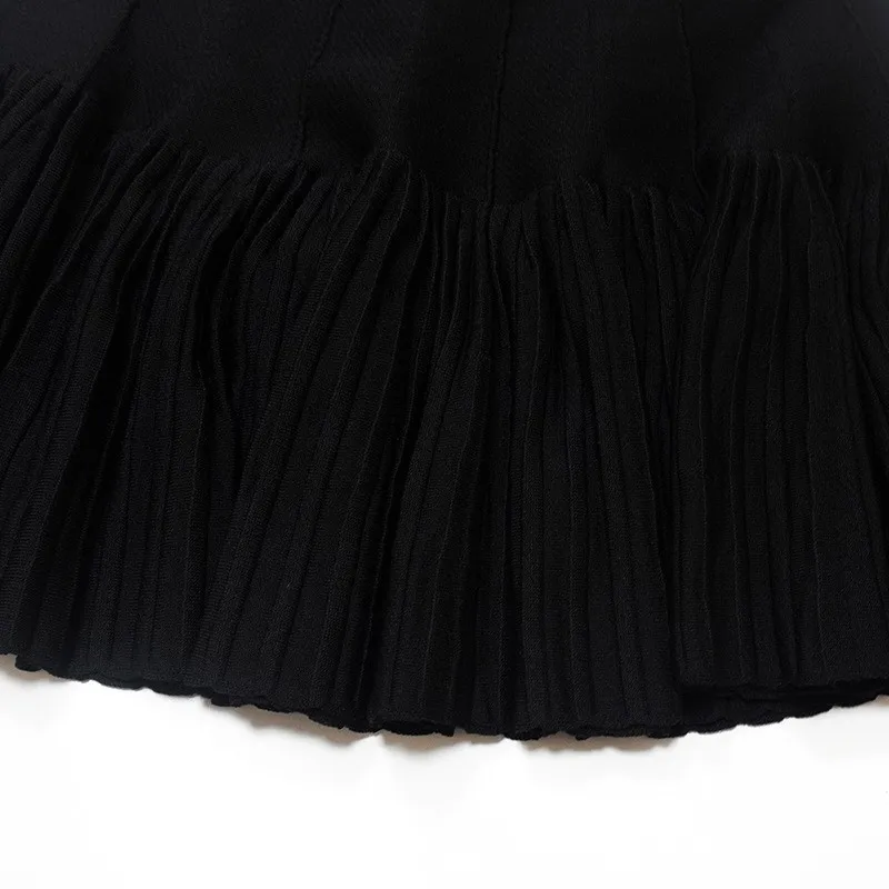 High Waist A-Line  Skirt Women's Knitted Pleated f Skirt Fall Winter New Sle Polyester Fiber Commute Home Use