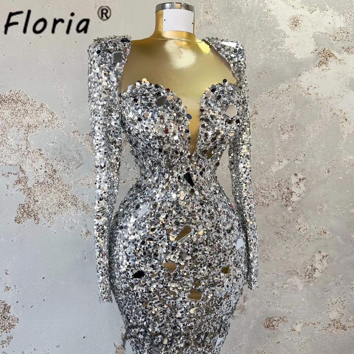 Dubai Woman Evening Dresses Full Crystal Sequin Mirrors Mermaid Formal Event Performance Gowns Customized Luxury Special Party