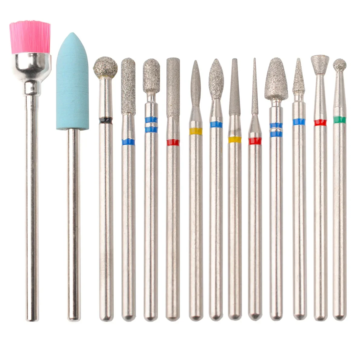14pcs/set Nail Drill Machine Bit Nail Gel Removal Polishing Tools Pedicure Manicure Rotary Grinding  Buffer Polisher