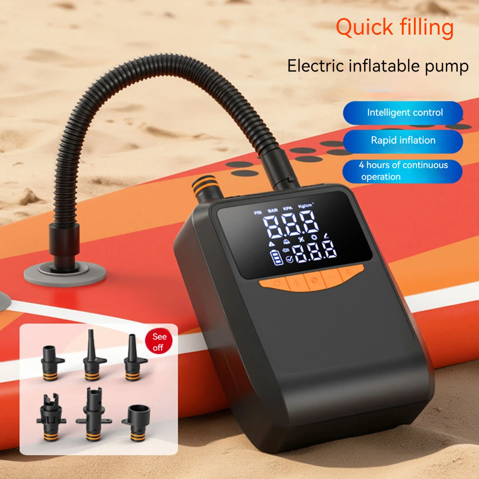 6000mAh Portable Tire Inflator Auto-Off Intelligent Dual Stage Inflation&Deflation Pumps for Boats Surfing Kite Tent