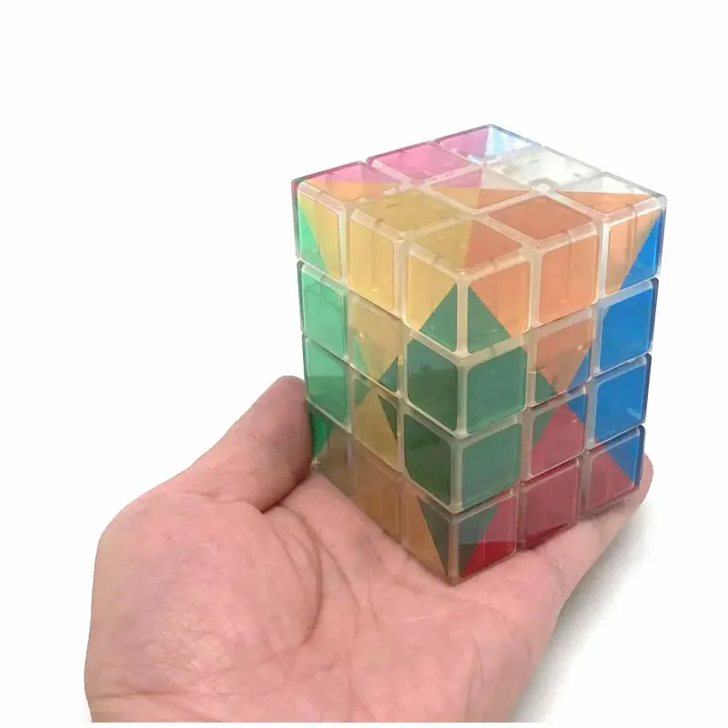 Calvin's Puzzles 3x3x4 Cuboid Magic Cube Ice Clear in 12-Color Clear stickers Speed Twisty Puzzle Brain Teasers Educational Toys