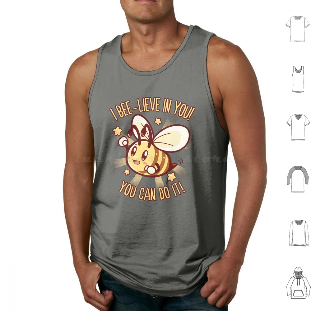 Beelieve In Yourself-Bee Pun Tank Tops Vest Sleeveless Original Art Bee Bees Be Kind Bee Kind Save The Bees Be Kind To Bees