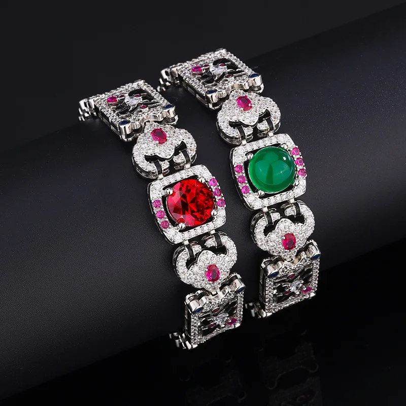 European and American Colorful Diamond Rhinestone Evening Gemstone Bracelet Irregular Colorful Zircon Bracelet Luxurious Series