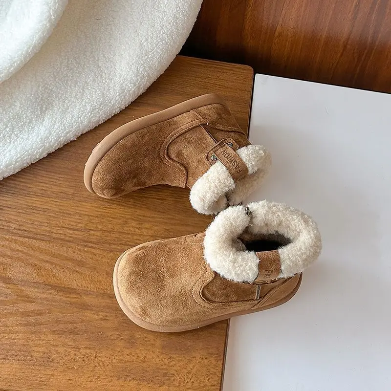 أحذية شتوية معزولة حراريًا للأطفال البنات أحذية ثلج مبطنة بالصوف 2026 أحذية قطنية سميكة للفتيات أحذية دافئة #5