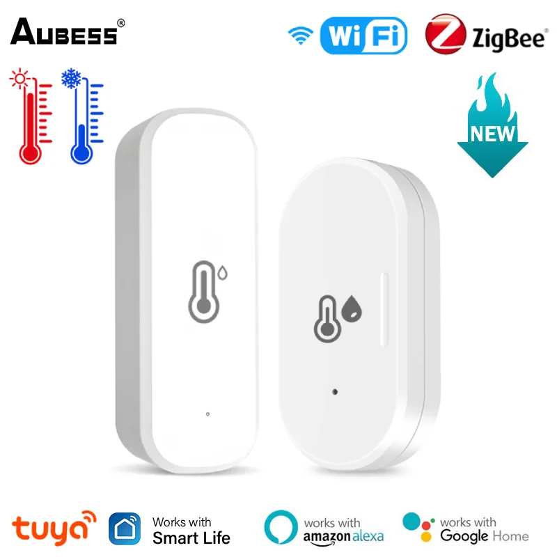 

Tuya ZigBee/WiFi Smart Temperature Humidity Sensor Battery Powered Smart Home Thermometer work with Smart Life Alexa Google Home