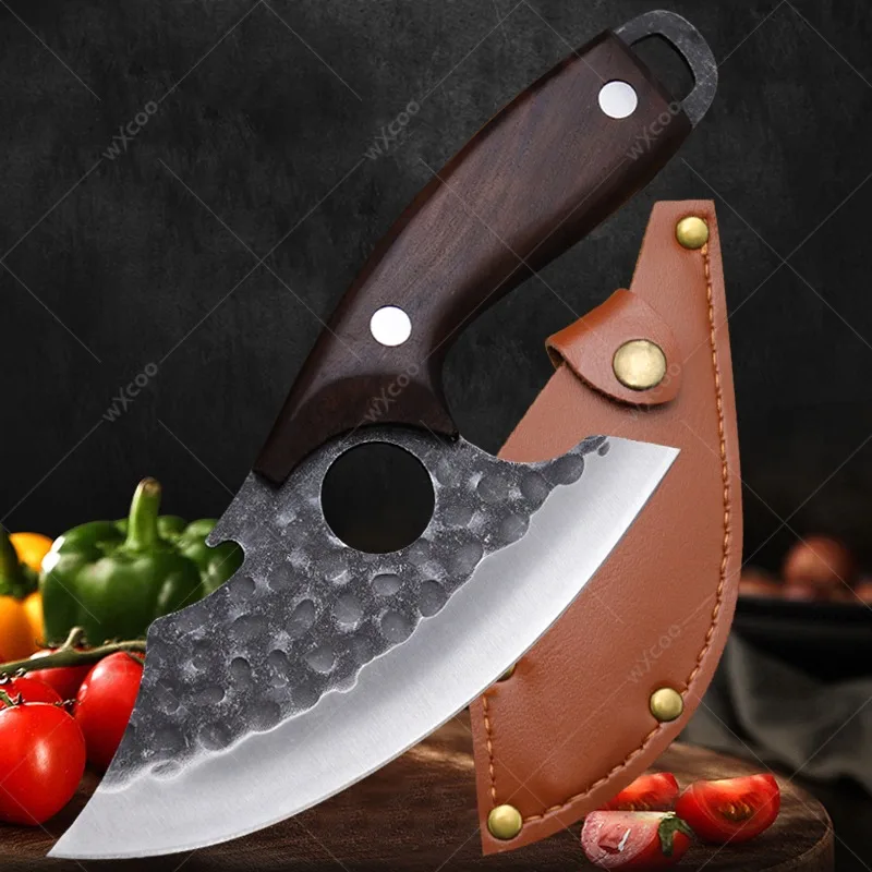

WXCOO Stainless Steel Forged Boning Knife Butcher Portable Cutting Meat Stainless Steel Kitchen Slicing Knife with Cover