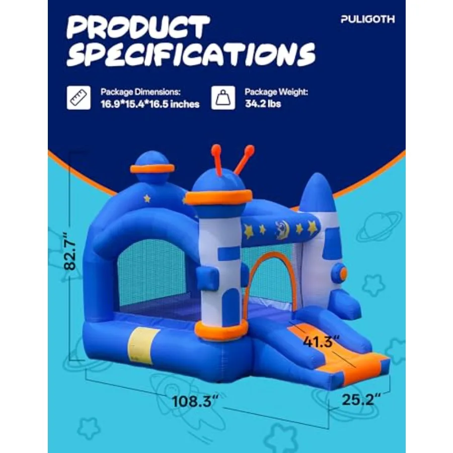 Springhuis Opblaasbaar boekethuis voor 36 personen met basketbalring Springgebied en glijbaan Opblaasbaar springkasteel op ruimte met A