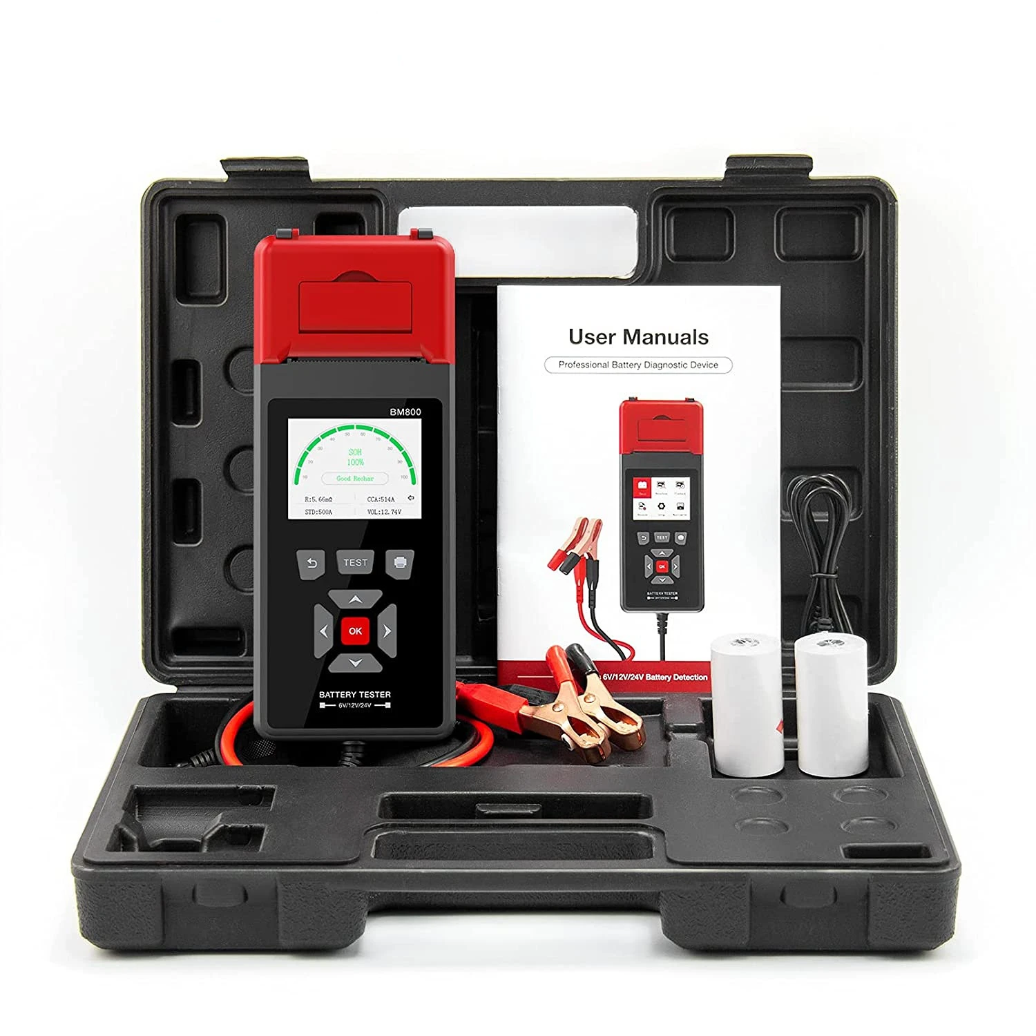 BM800 professional multifunctional battery storage tester with printed results SOH SOC test