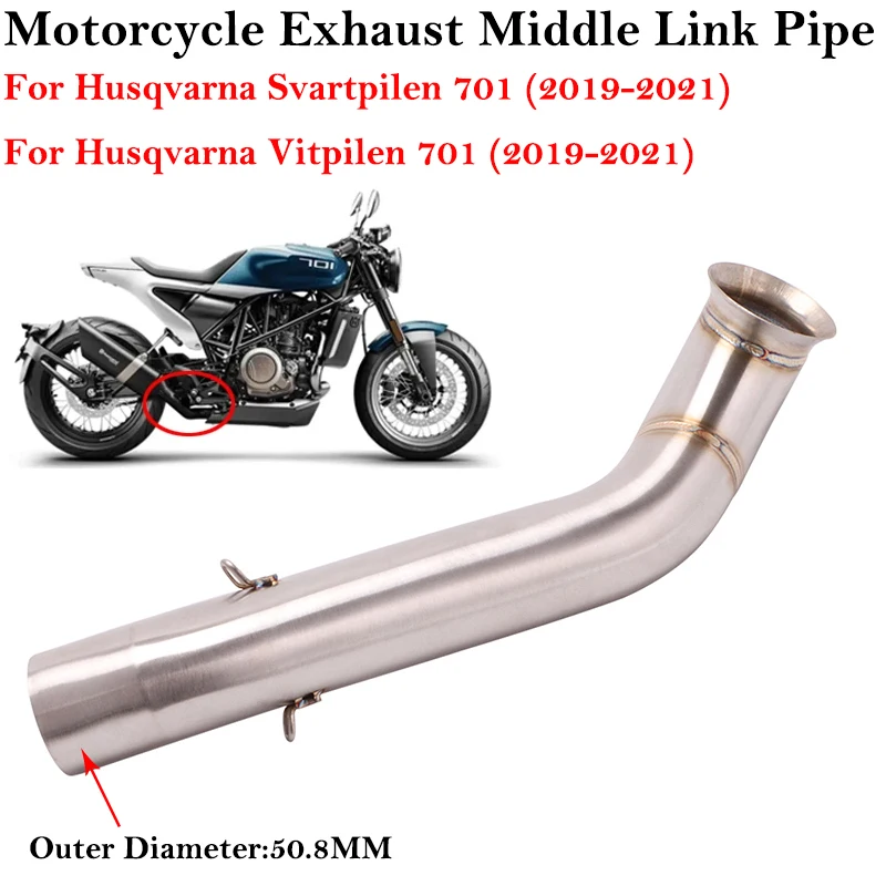 

Slip On For Husqvarna Svartpilen Vitpilen 701 2019 2020 2021 Motorcycle Exhaust Modify 51MM Muffler Escape Moto Middle Link Pipe