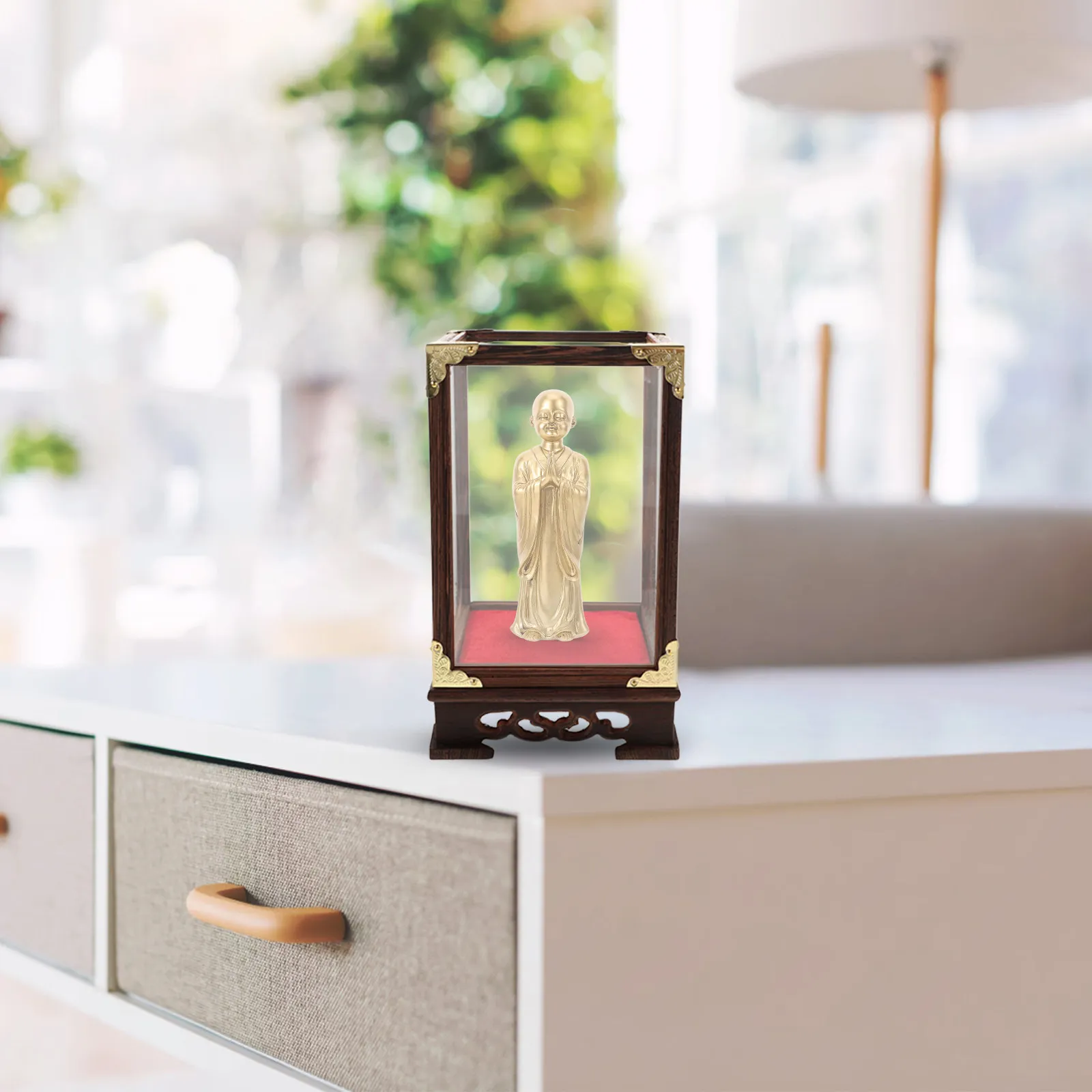 

Прозрачный стеклянный демонстрационный бокс-органайзер для дома: защитный футляр для коллекционных предметов и статуэток Будды, настольный витринный кейс