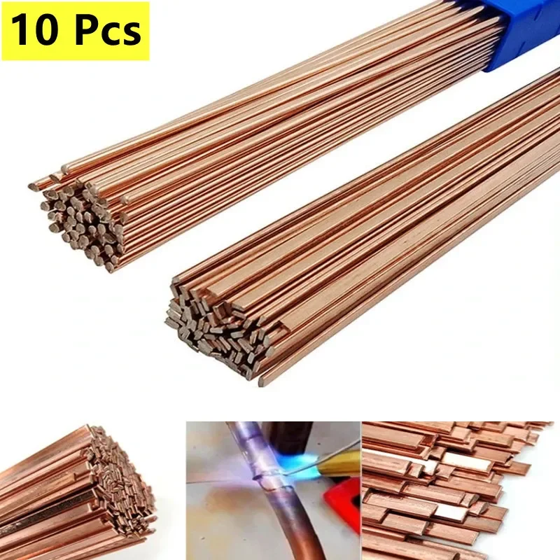 

10Pcs Brass Welding Rod Phosphorus Copper Electrode Welding Wire Soldering Rod Bronze Refrigerator Weld No Need Solder Powder