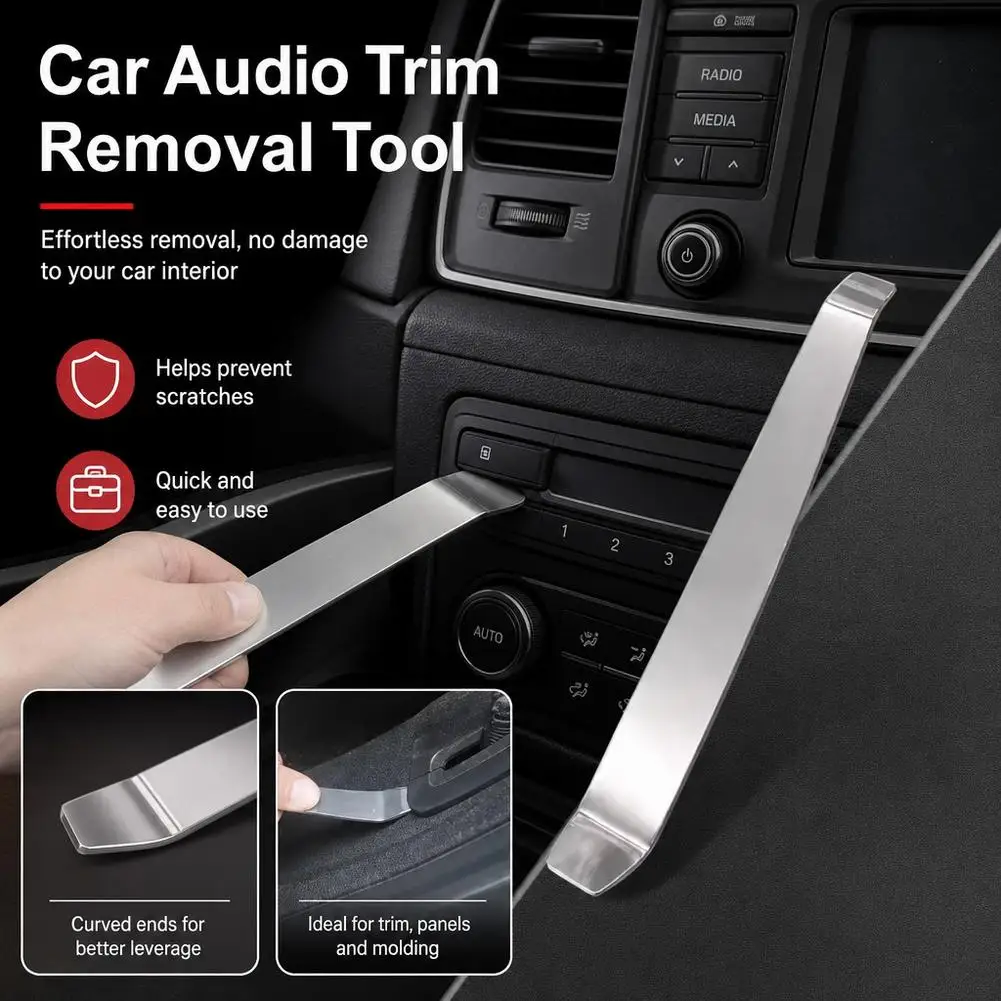 Car Stereo Trim Removal Tool Stainless Steel Metal Pry Bar Auto Dashboard Panel Fastener Fastener Remover Hand Tool