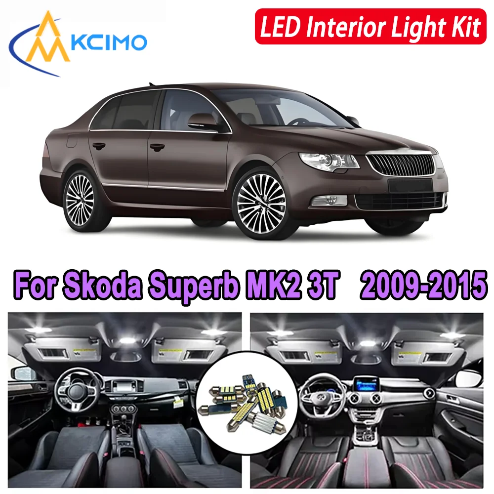 

Kcimo LED For Skoda Superb MK2 3T (2009-2015) Premium Bright LED Interior Dome Map Trunk Light Kit Car Led Lamps Car LED Lights