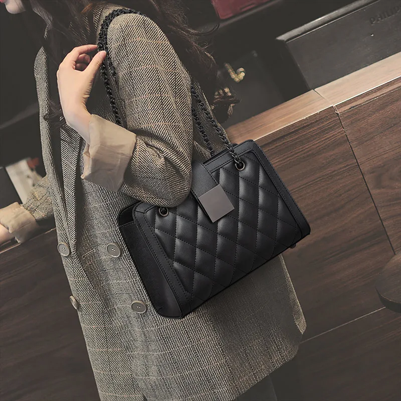 Neue Damen Leder Rhombus Umhängetasche Mode vielseitige Kette kleine quadratische Tasche