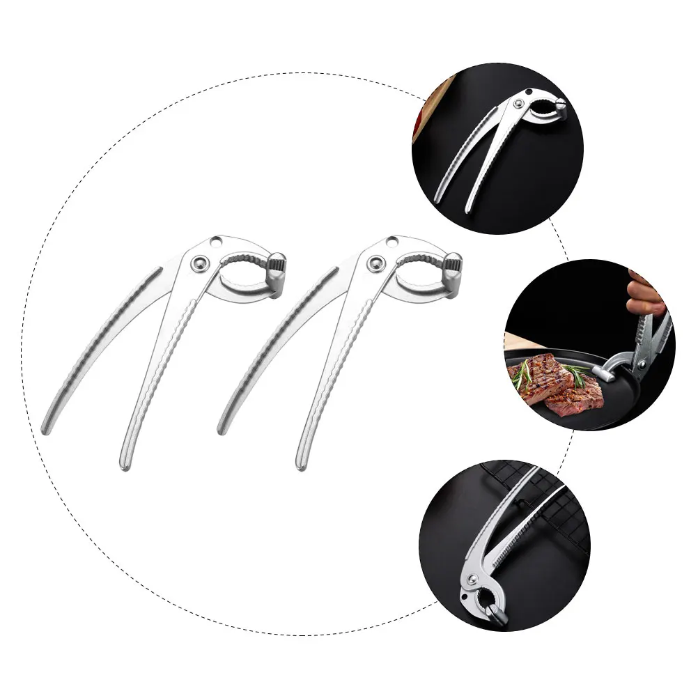 

2pcs Stainless Steel Anti-Scald Dish Clip Pizza Pan Gripper Wide Mouth Metal Plate Clamp Kitchen Tool For Oven Heat