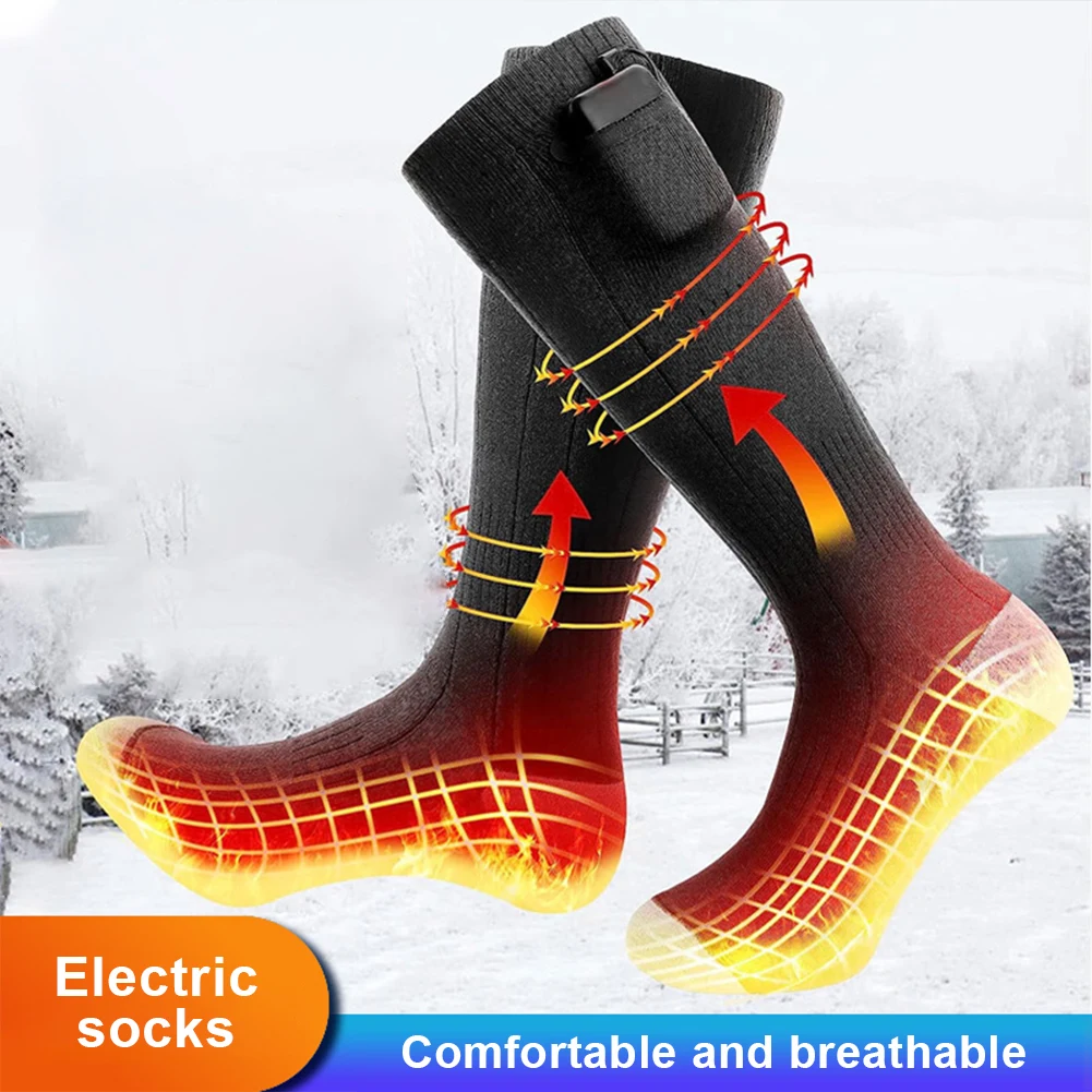 Electric Heated Socks Electric Heating Socks Breathable Rechargeable Skiing Sock Outdoor Sport Socks for Fishing Cycling Hunting