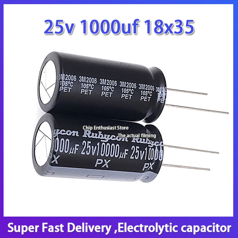 Rubycon importou capacitor eletrolítico de alumínio 25v 1000uf 18x35 ruby px