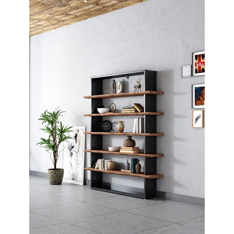 Solid wood baffle bookshelf shelf, floor-to-ceiling living room office storage rack