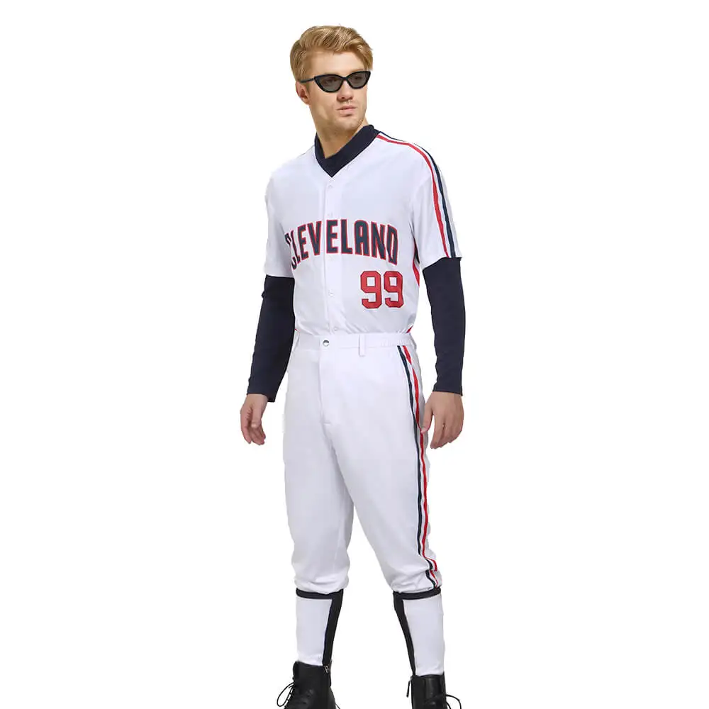 Major League Ricky Wild Thing Vaughn 99 Baseball Jersey Stitched 90s Hip Hop Retro Print Uniform Men's Cosplay Costume Takerlama