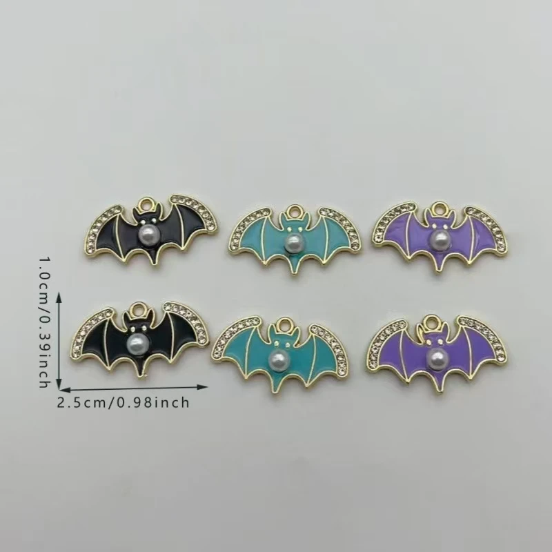 10pcs Cross border Halloween Bat Series DIY Jewelry Accessories Earrings Pendants Keychains Necklace Pendants view 6