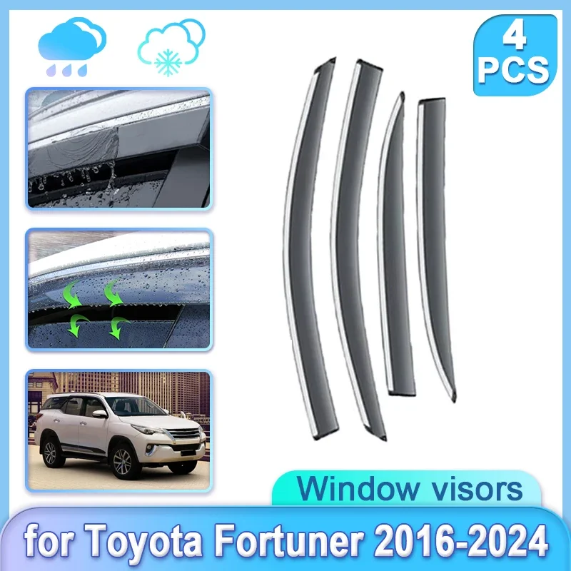 Car Window Visor for Toyota Fortuner AN150 AN160 SW4 GR SRV 2016~2024 Weathershield Door Visor Wind Rain Sun Guard Accessories