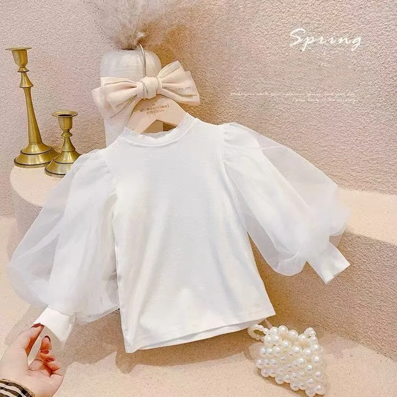 

Girls Tees Puff Long Sleeve T-shirt Baby Clothes Winter Autumn Pullovers Korean Kids 2026 New Tops Children's Clothing 2-6 Years
