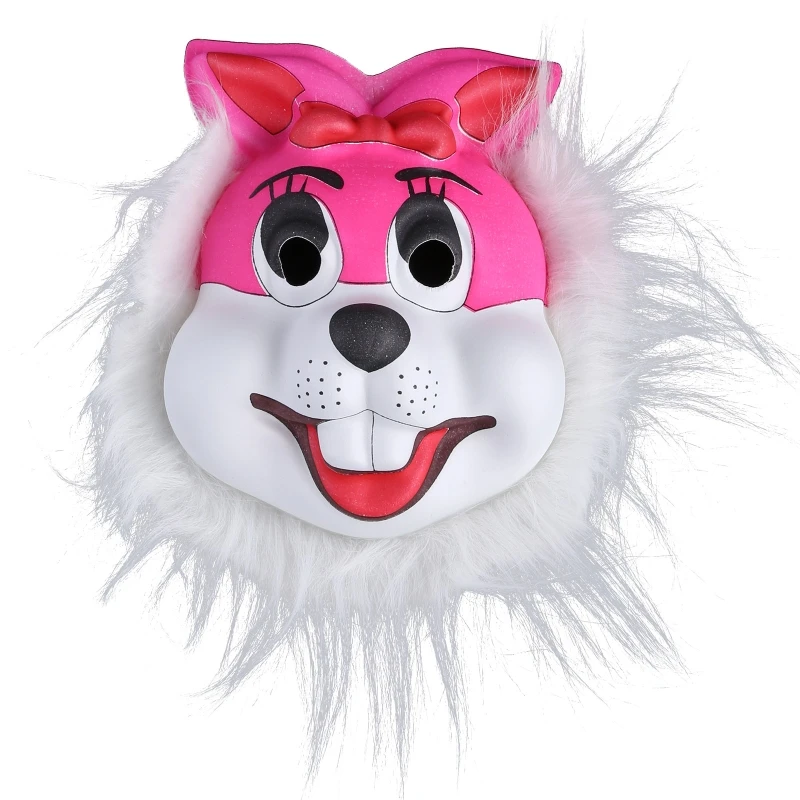 

Halloween Carnival Animal Mask Realistic Rabbit Wolf Lion for Head with Faux Plush Hair Trim Masquerade Party Cosplay Costume