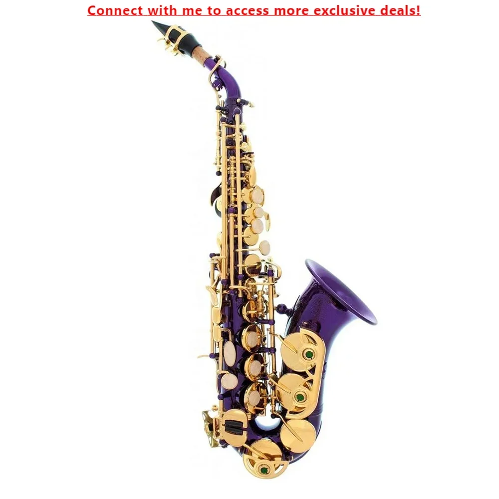 

SEASOUND OEM High Quality Cheap Purple Body Lacquer Keys Curve Bell Soprano Saxophone JYSS100DPPL