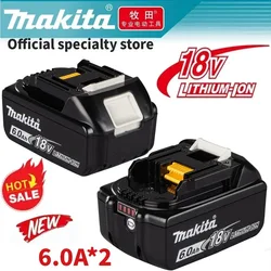 100% Original Makita 6.0Ah BL1860 BL1850B BL1850BL1840 BL1830 Screwdriver Battery & Charger 18v Replacement Power Tool Batteries