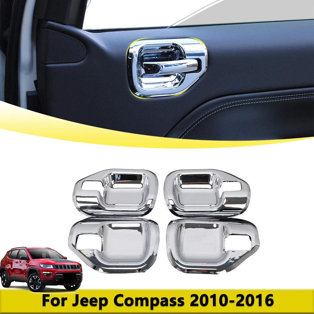 

Внутренние чехлы на дверные ручки автомобиля для Jeep Compass 2010 2011-2016, крышка чаши ручки, отделка, Стайлинг автомобиля, украшения, аксессуары для интерьера