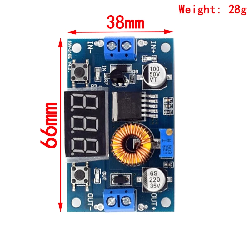 75W 5A Step Down Voltage Regulator Adjustable DC-DC Buck Converter Power Transformer Supply 12V 24V with LED Digital Voltmeter