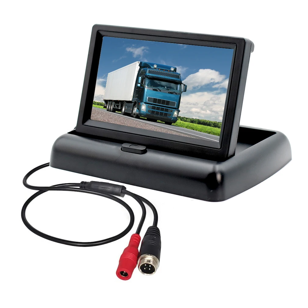 4.3“ TFT LCD Foldable Monitor 800X400 4pin Avaition Video Input For Car Truck Backup Rear View Reverse Camera