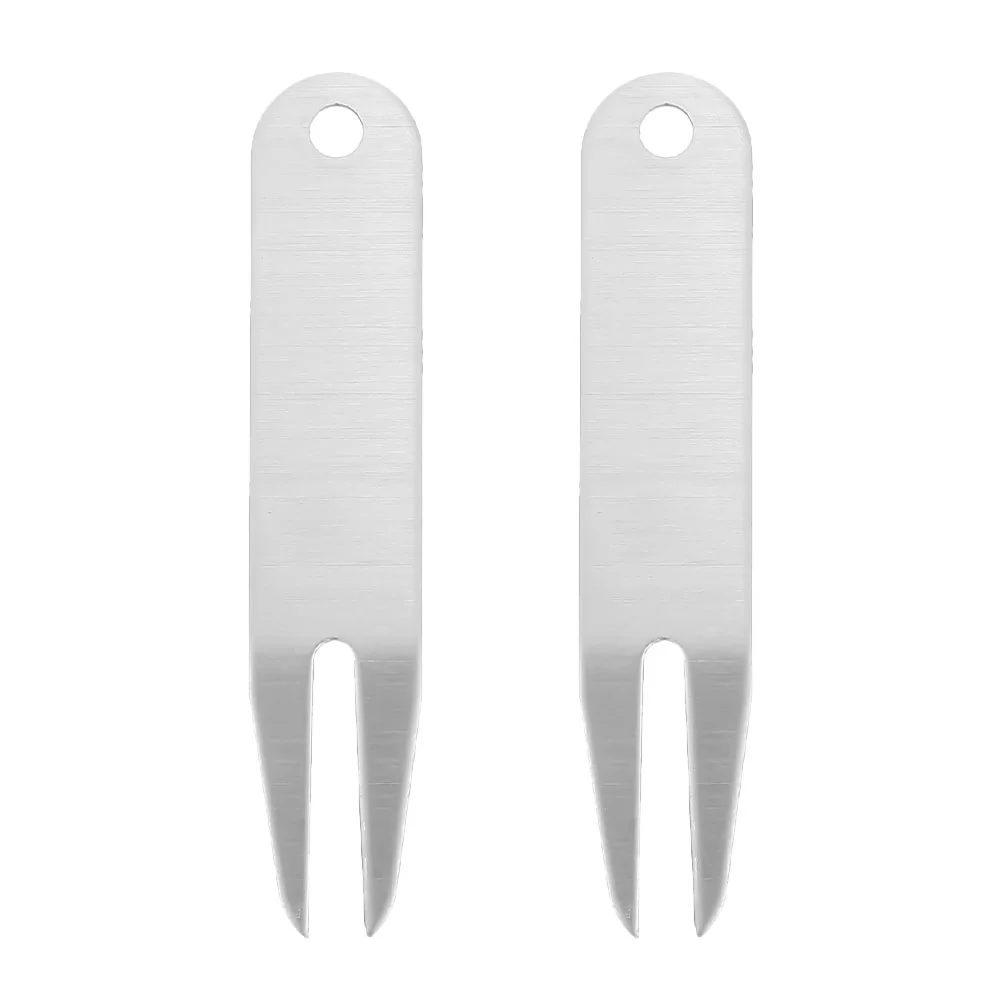 

2 Pcs Golf Fork Stainless Steel Forks Golfs Divot Tools Repair Professional Repairing