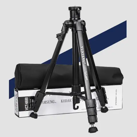 YUNTENG VCT-6680 Universal Tripod for Digital Camera Mobile Phone Ball Head Extension Rod Cross Bar Photographic Lamp Accessory