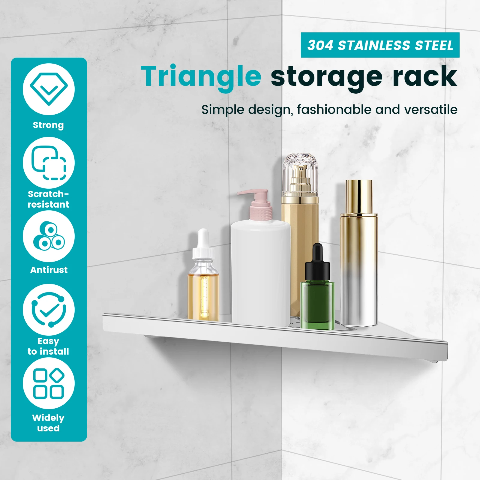 Edelstahl Badezimmer Regal Shampoo Make-up Dusche Lagerung Regal Badezimmer Wand Halterung Ecke Organizer Rack