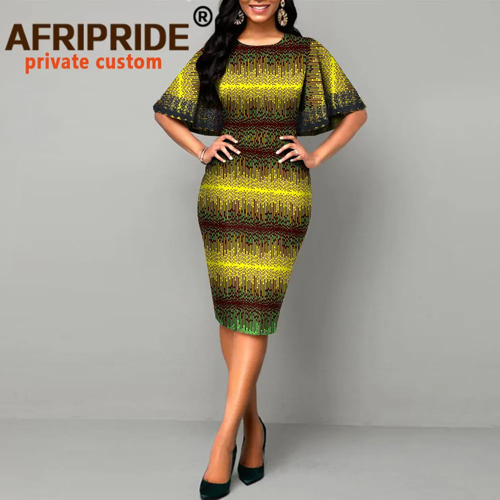 Afrikaanse Jurken Voor Vrouwen Bodycon Dress Casual Kant Mouw Zomerjurk Dashiki Outfits Print Ankara Kleding Plus Size A2025007