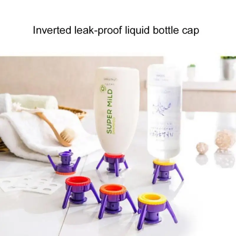 3/6pcs Toss It Bottle Stand Kit Leak-proof Inverted Liquid Lid Set Easy To Pour Kitchen Bathroom Upside Down Stand Cover