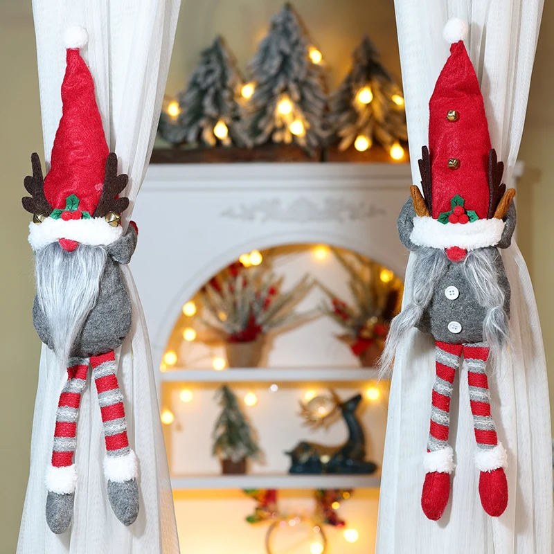 2 Pieces Christmas Curtain Buckle Tieback Mr And Mrs Gnome Curtain Tiebacks Hook Fastener Buckle Clamp For Christmas Durable