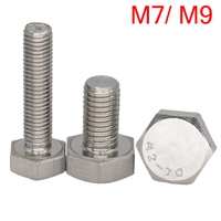 M7 M9 1mm 1.25mm 1.5mm Fine Thread Pitch 10-100mm 304 Stainless Steel DIN933 External Outside Hex Hexagon Head CAP Screw Bolt