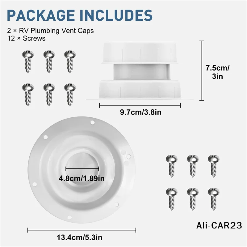 

Комплект из 2 новых вентиляционных колпаков для автодомов и кемперов, крышка для вентиляционного отверстия на крыше для труб диаметром от 1 до 2 3/8 дюйма, белая пластиковая крышка для крыши, стабильная работа