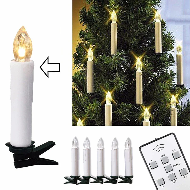 

New Year LED Candle Flameless Remote Control Taper Candle Waterproof Electronic Candle, Flickering New Year Decoration Candle