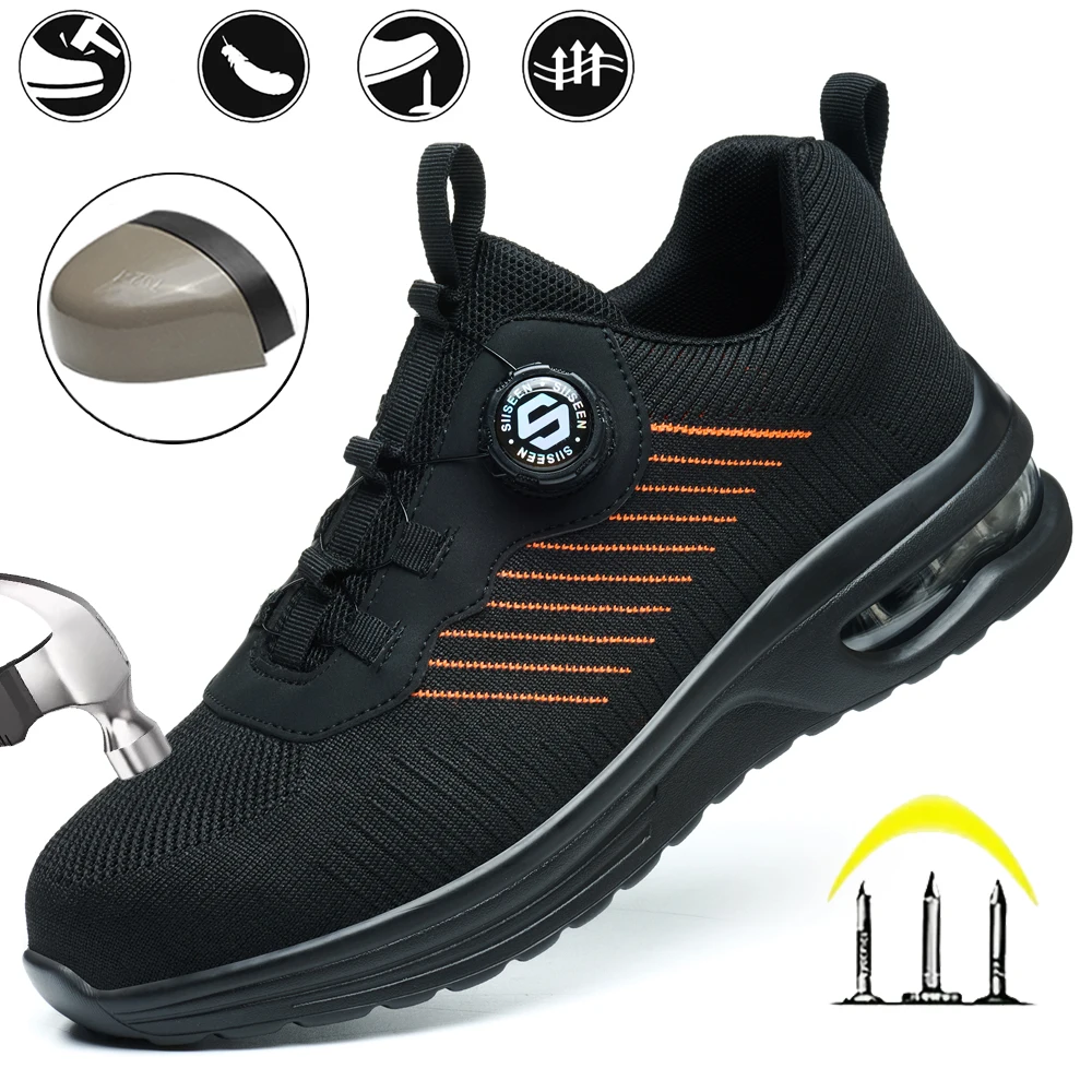 

Men's Lightweight Steel Toe Safety Shoes Puncture-Protective Indestructible Work Boots Comfortable Footwear for Men