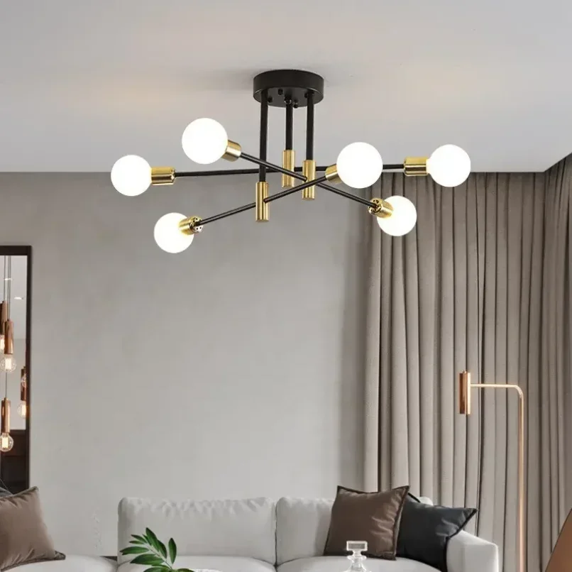 

6 Heads Modern Style Chandeliers Household Lamp Bedroom Living Room Pendant Light Hanging Lustre Creative Dimmable Luminaire