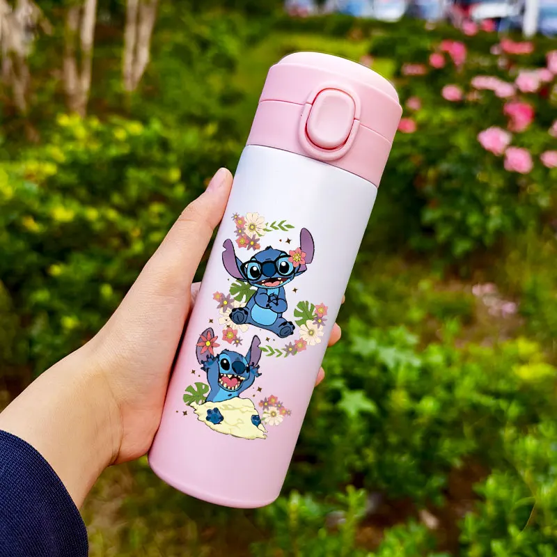 Disney Stitch Thermal Cup 420ml Portable Large Capacity Outdoor Sports Water Bottle Drinking Vacuum Cup Stainless Bottle