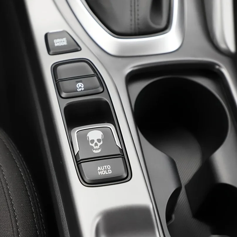 

4PCS/SET White Skull Vinyl Stickers - Waterproof Car Button Decor for Automotive Interior