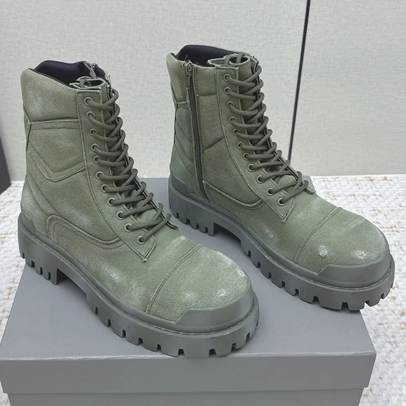 

Женские короткие сапоги из высококачественной тканой ткани на шнуровке из воловьей кожи - простая и модная новая обувь 25090710